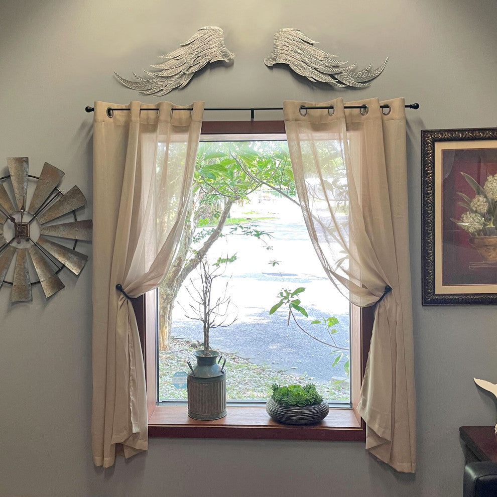 Set of 2 Galvanized Metal Angel Wings Wall Art Indoor Outdoor Rustic Home Decor