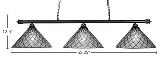 Oxford 3-Light Bar, Matte Black/Diamond Ice Art