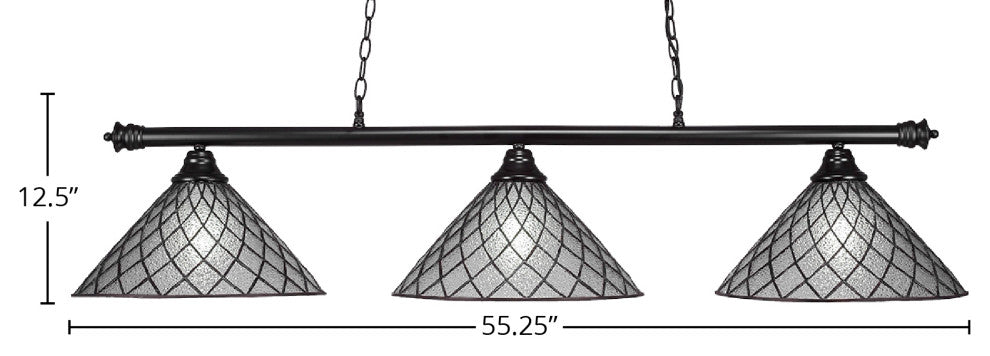 Oxford 3-Light Bar, Matte Black/Diamond Ice Art