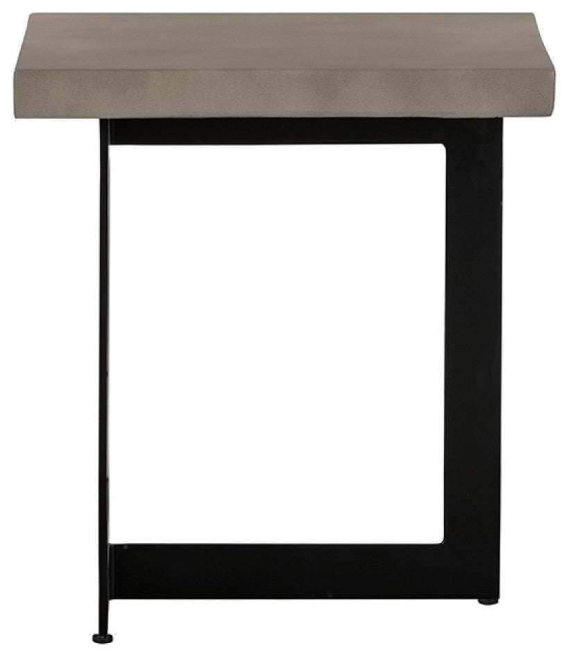 Asymmetric Metal And Concrete End Table