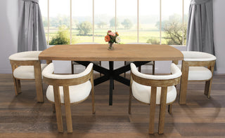Logan 7-Piece Set With 82" Dining Table And 6 Trish Ivory Arm Chairs