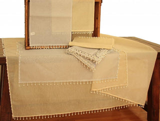 Beaded Sheer 15"x72" Table Runner, Gold