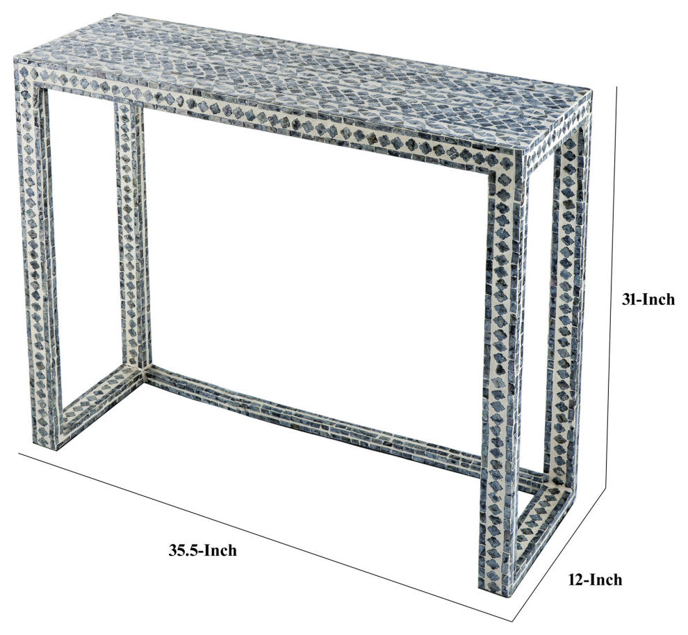 Benzara BM285102 36" Console Table, Capiz Shell Inlay, Rectangular, Gray