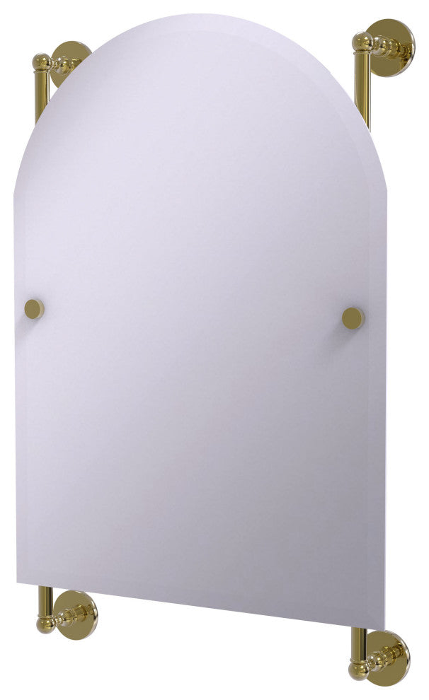 Prestige Skyline Arch Frameless Rail Mounted Mirror, Unlacquered Brass
