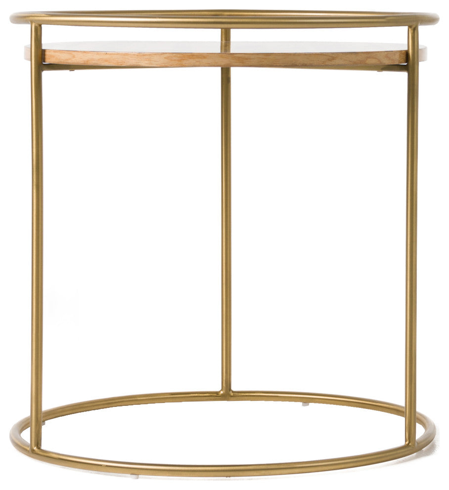 Modrest Gilcrest Glam Brown and Gold Marble End Table