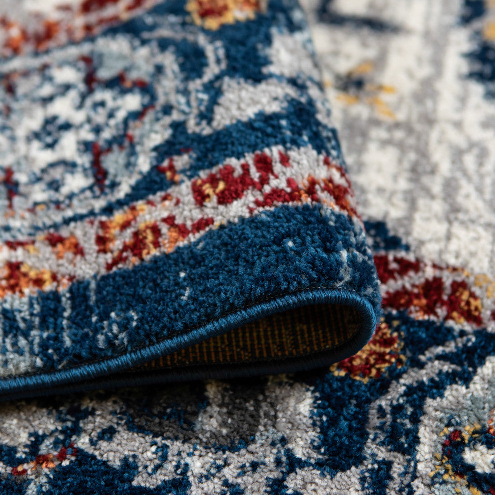 Alexandria Xyryl Power-Loomed Polypropylene Area Rug, Blue, 2' X 6'