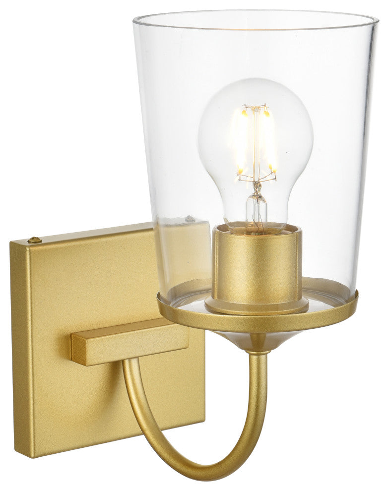 1 Light Brass And Clear Bath Sconce