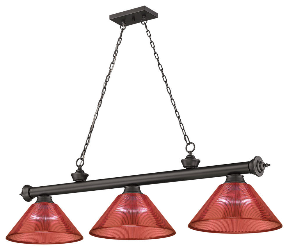Zlite 2306-3BRZ-PRD 3-Light Billiard, Red
