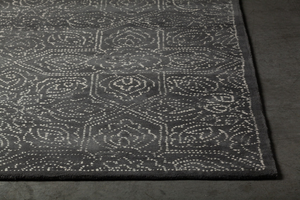 Hailee Hand-Tufted Contemporary Rug, Dark Gray/White, Rectangular 9'x13'