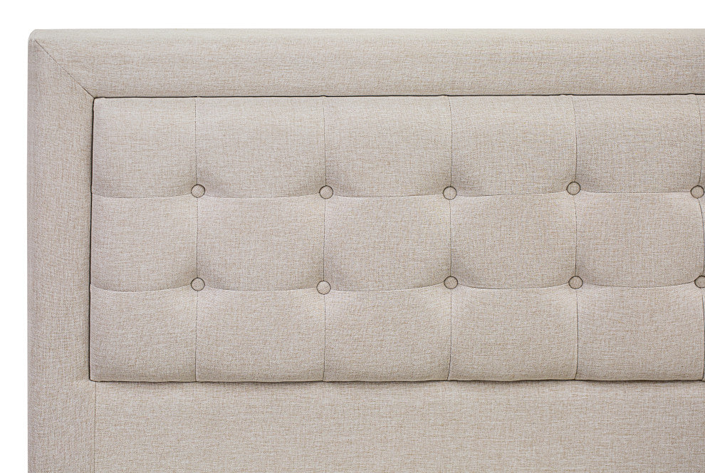 2-PieceFannin Set For Bedroom, 1 Upholstered Bed, Small Nightstand, Mist Beige