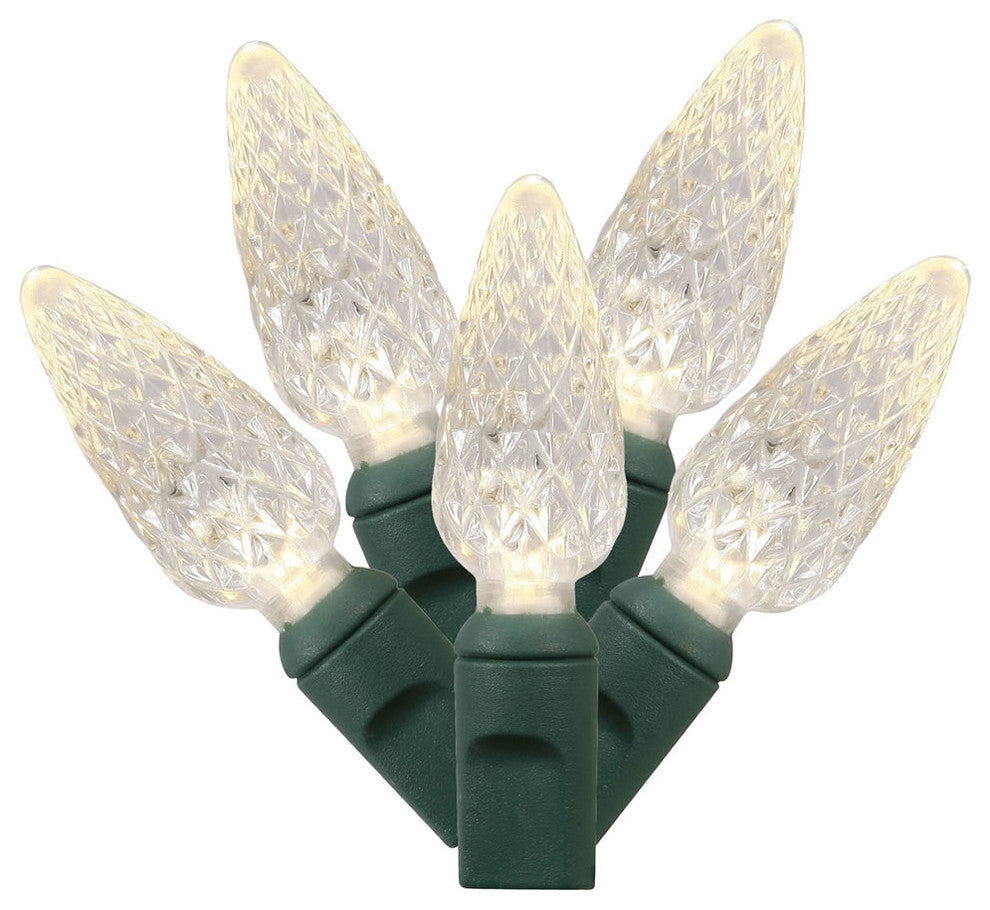 Vickerman X4G8101 100 Warm White C6 Led Single Mold Light On Green Wire