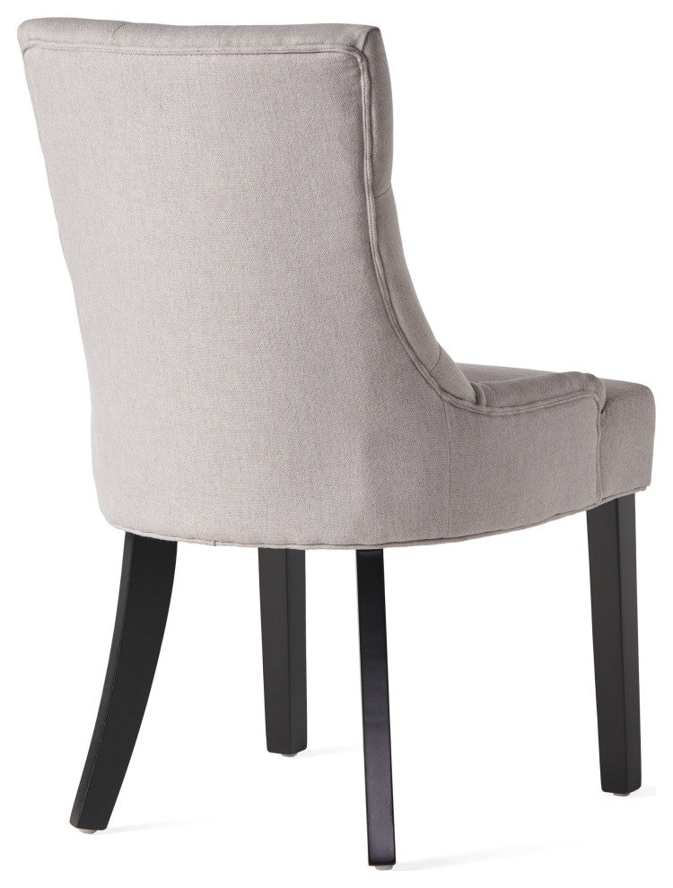 GDF Studio Stacy Fabric Diamond Tufted Back Dining Chairs, Set of 2, Light Gray