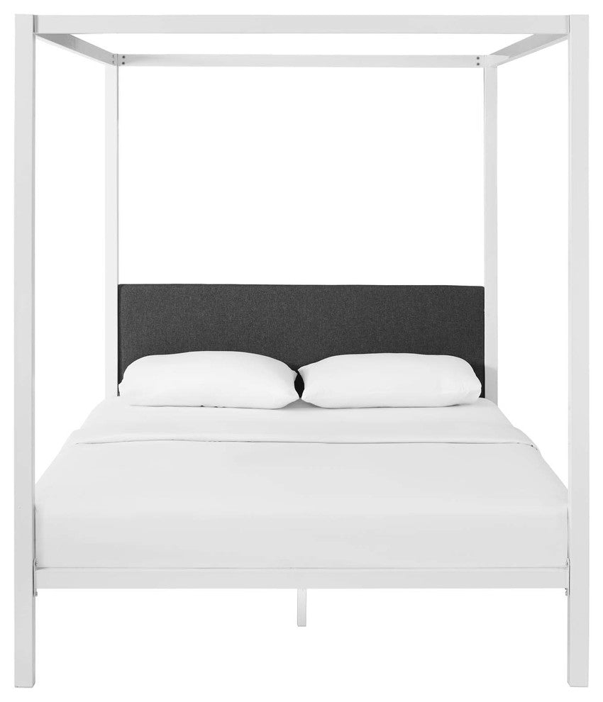 Modern Contemporary Queen Platform Bed Frame, Metal Steel, Multi/Gray