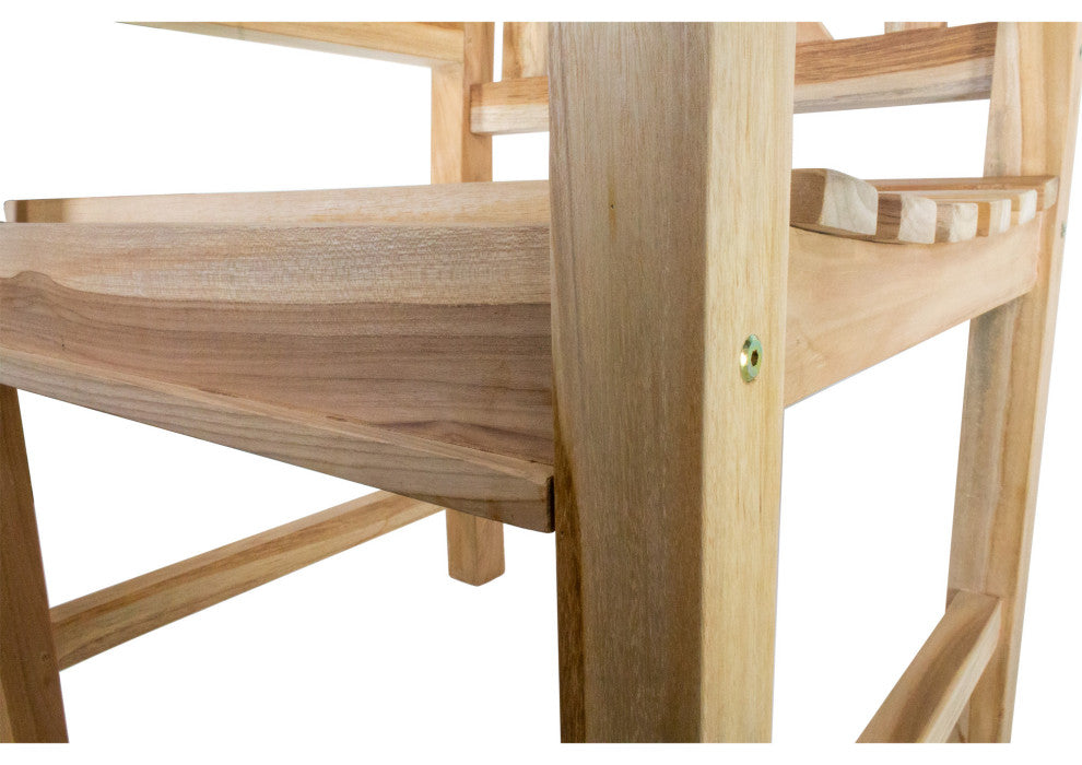 Nordic Style Teak Wood Natural Dining Chair with Arm Rests