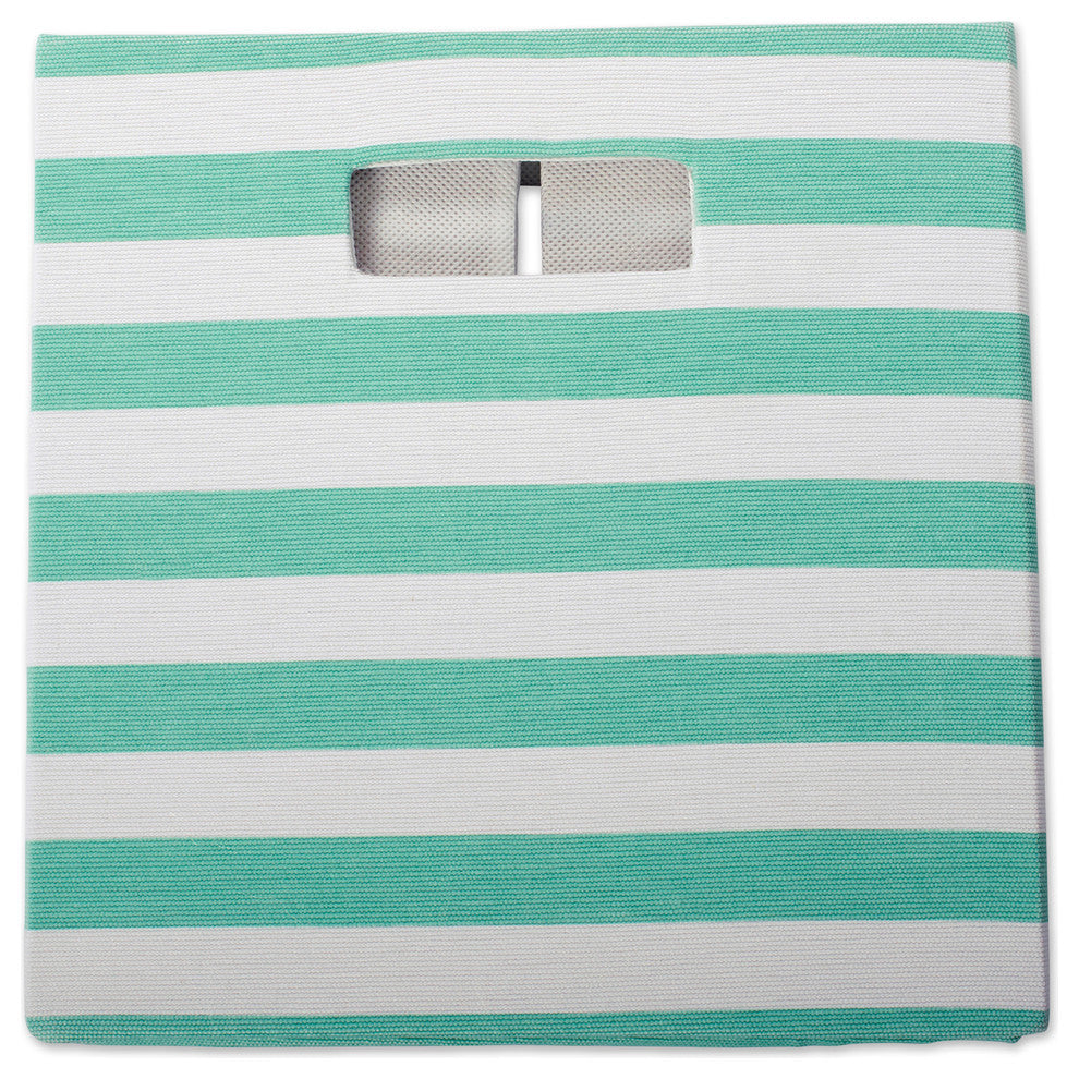 DII Polyester Cube Stripe Aqua Square 11x11x11"