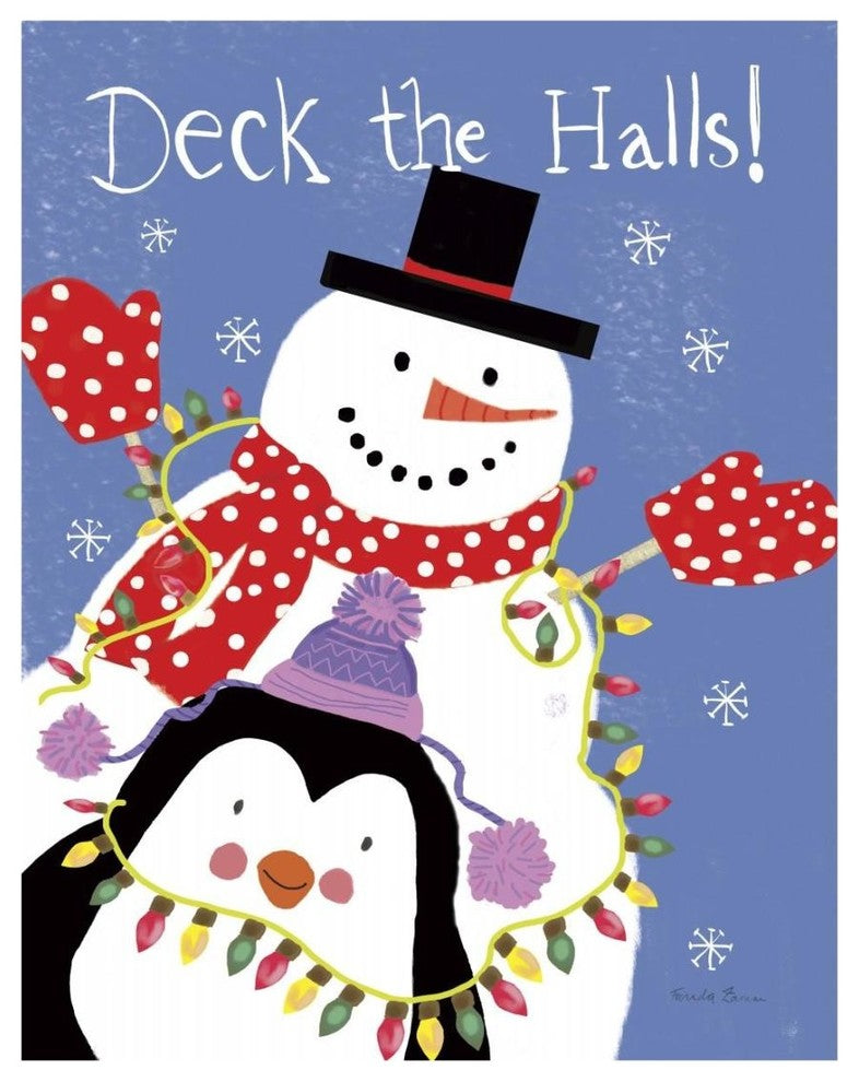 "Snowman and Penguin Friends III" Digital Paper Print by Farida Zaman, 18"x22"