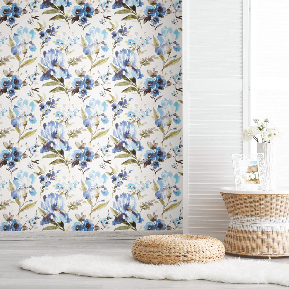 Iris Peel and Stick Wallpaper, Blue