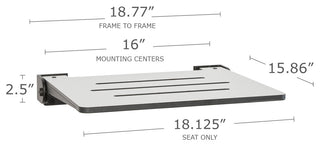 Seachrome SlimLine Folding Wall Mount Shower Seat, Light Gray, Matte Black Frame