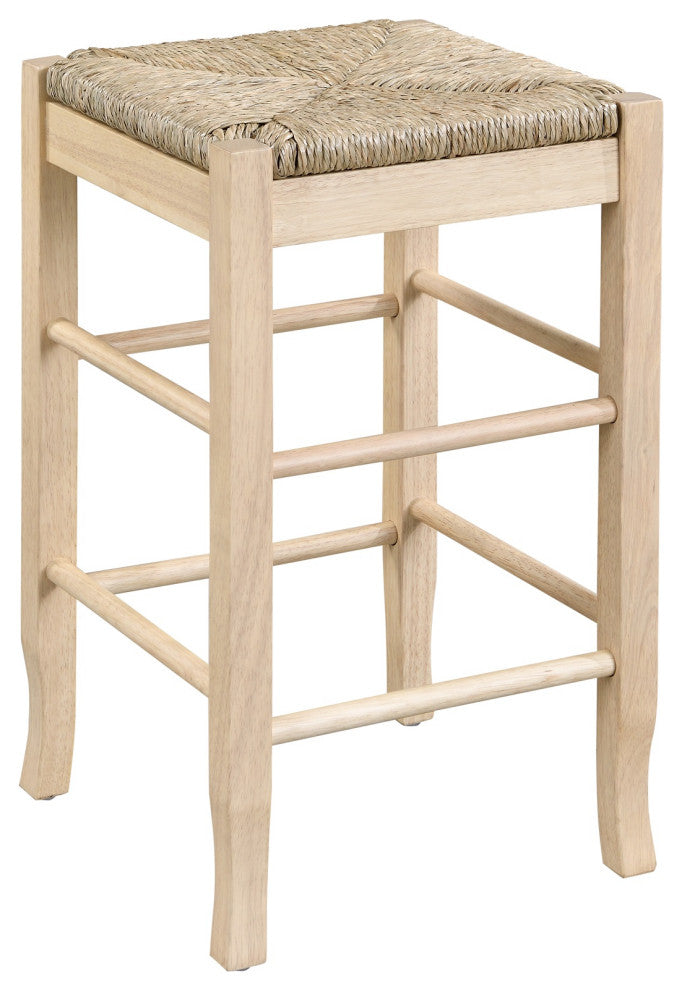 Square Rush Backless Counter Bar Stool, Blonde Oak