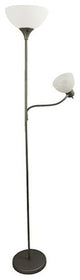 Simple Designs Floor Lamp With Reading Light, Silver