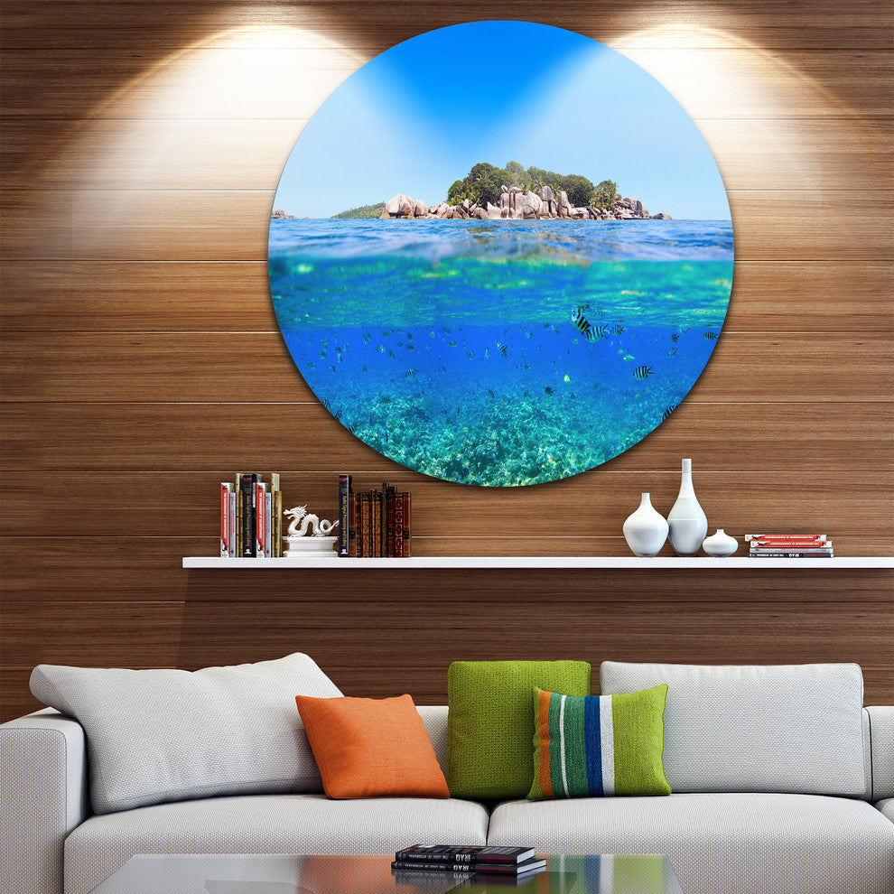 Under And Above The Waters, Seascape Photo Disc Metal Wall Art, 11"
