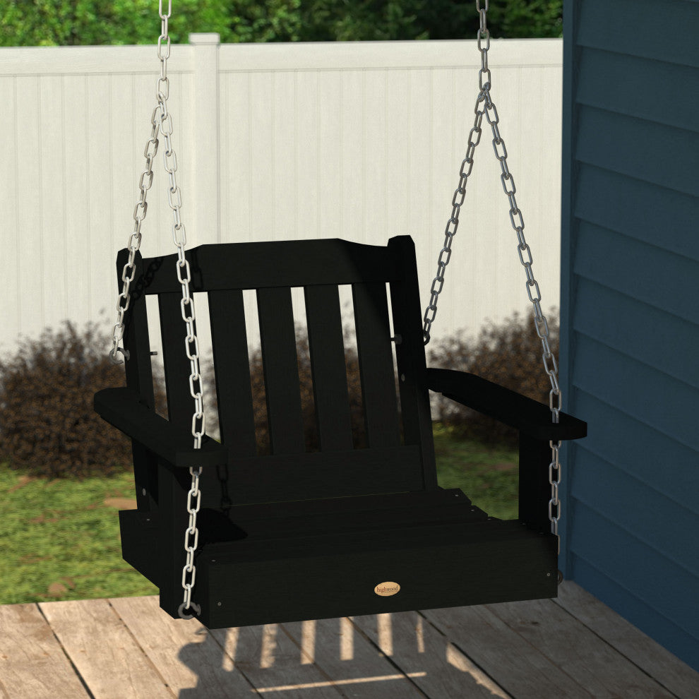 Lehigh Single Seat Swing, Weathered Acorn, Black
