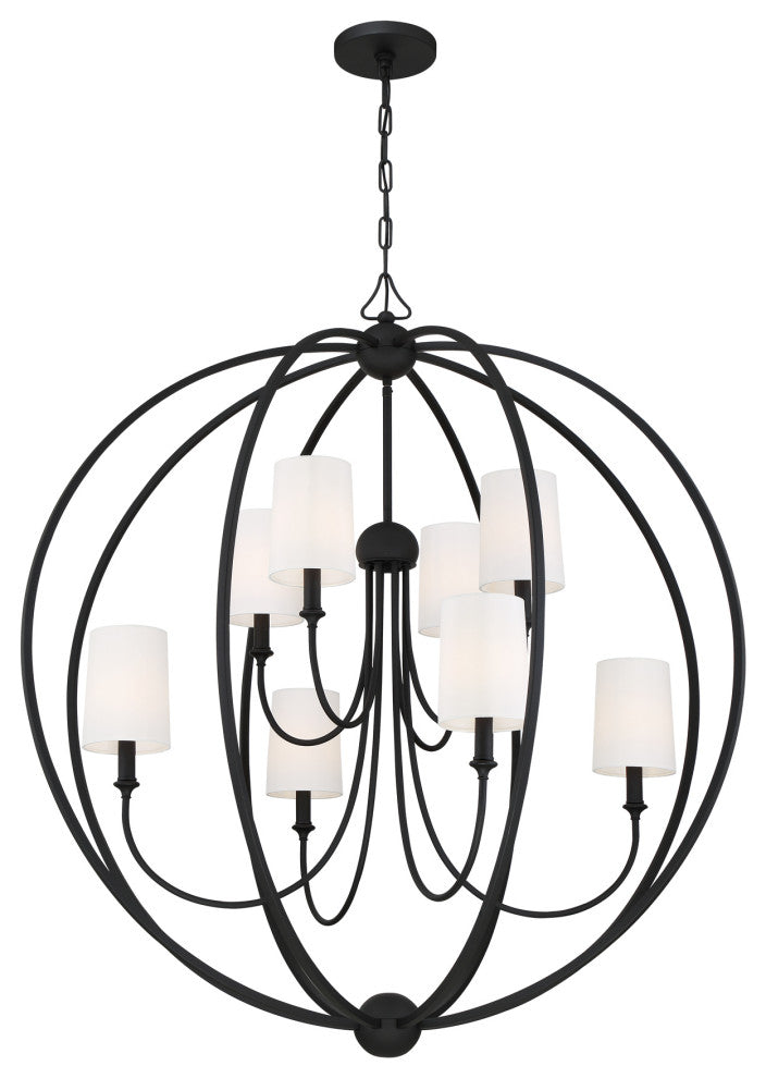 Libby Langdon for Crystorama Sylvan 8 Light Black Forged Chandelier