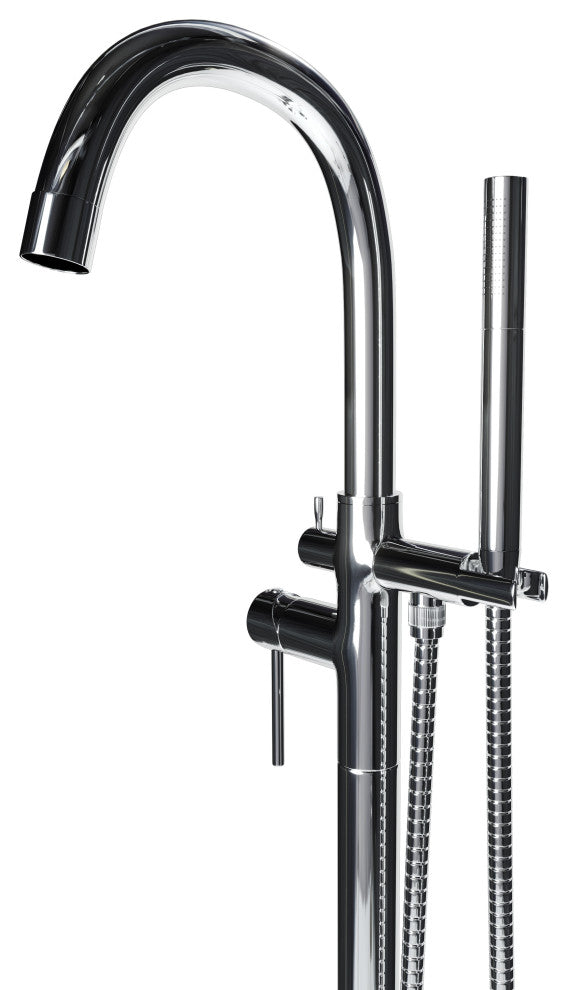 CastelloUSA Neptune Freestanding Tub Filler Faucet, Chrome, Standard Handle