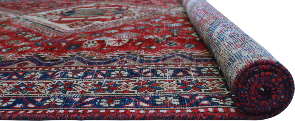 Vintage Distressed Mcarthur Red Rug, 6'9x9'9