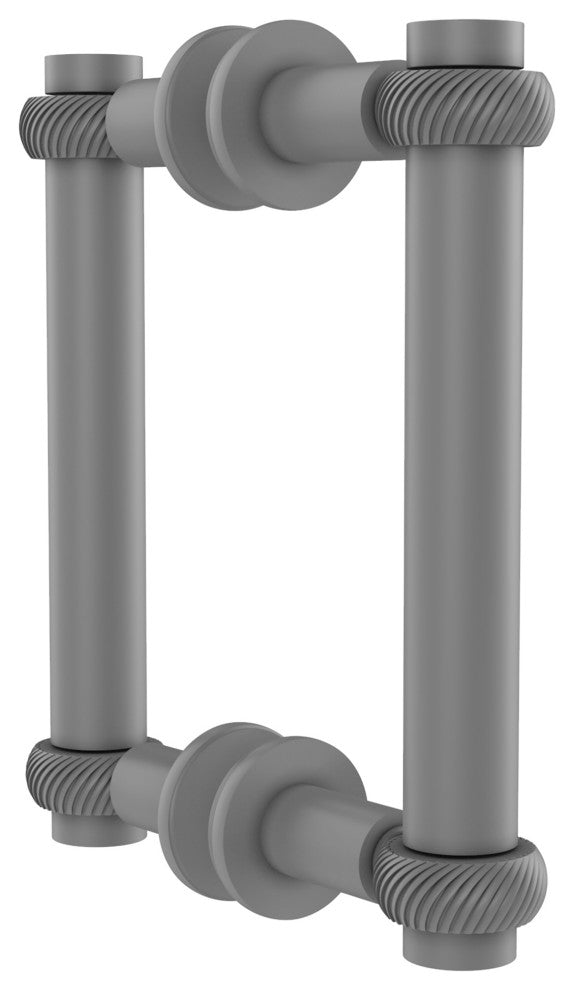 Contemporary 6" Twisted Accent Back to Back Shower Door Pull, Matte Gray