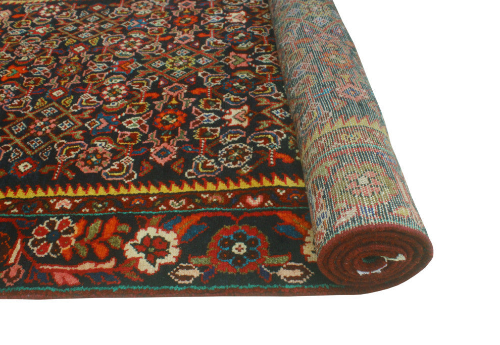 Fine Vintage Distressed Fadel Navy/Red Runner, 3'4 x 9'7