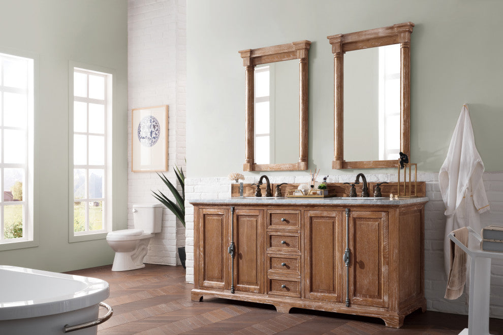 James Martin 238-105-5711-3CAR 72" Double Vanity with Carrara Marble Top