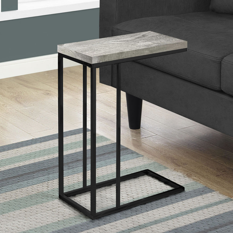 HomeRoots 18.25" x 10.25" x 25.25" GreyBlack Particle Board Metal Accent Table