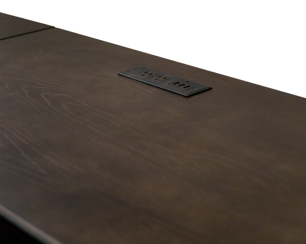Traditional Wood Electronic Sit Stand Desk Dark Brown
