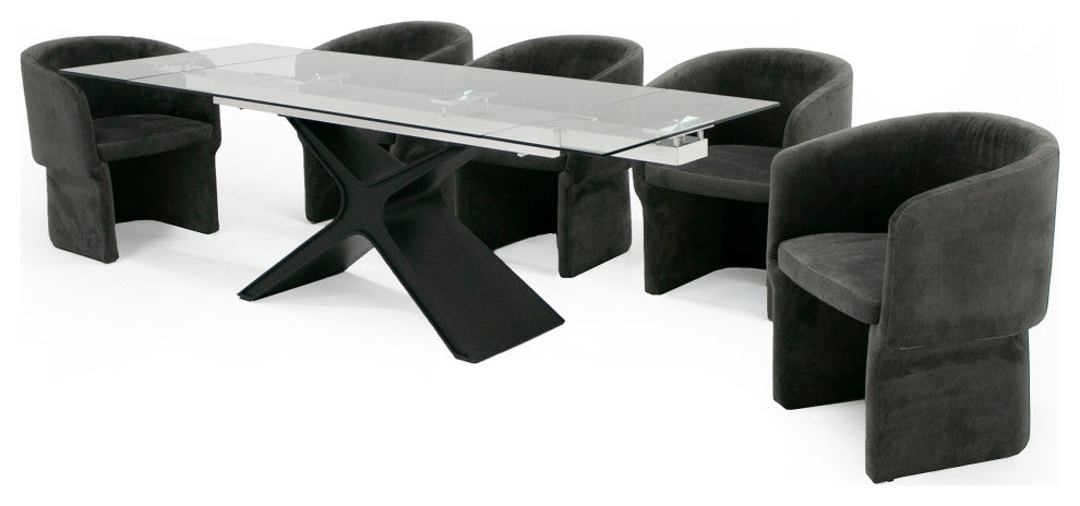 Modrest Vassar Modern Grey Velvet Dining Chair