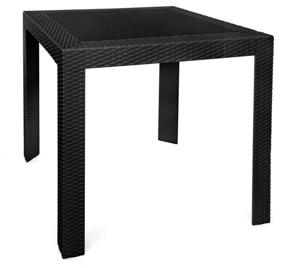 LeisureMod Mace Mid-Century 3-Piece Outdoor Patio Dining Set, Black
