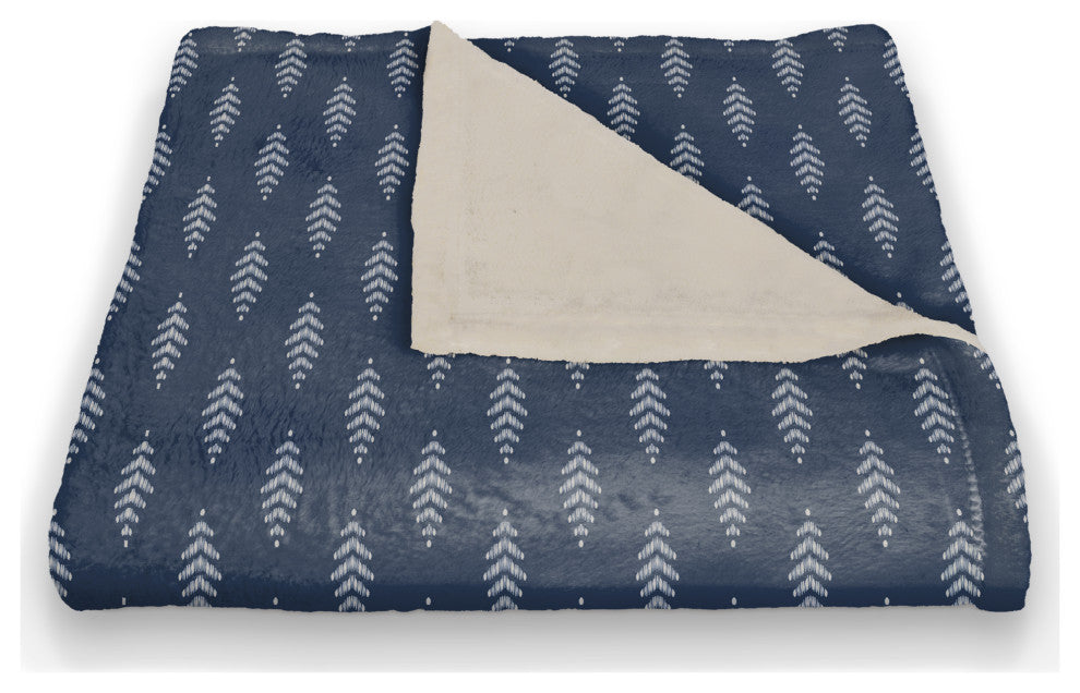Indigo Leaf Navy 50x60 Throw Blanket
