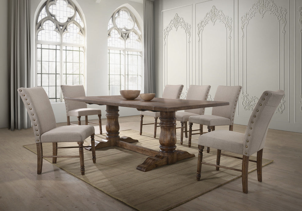 Ellen Antique Natural Oak Dining Side Chairs, Set of 2