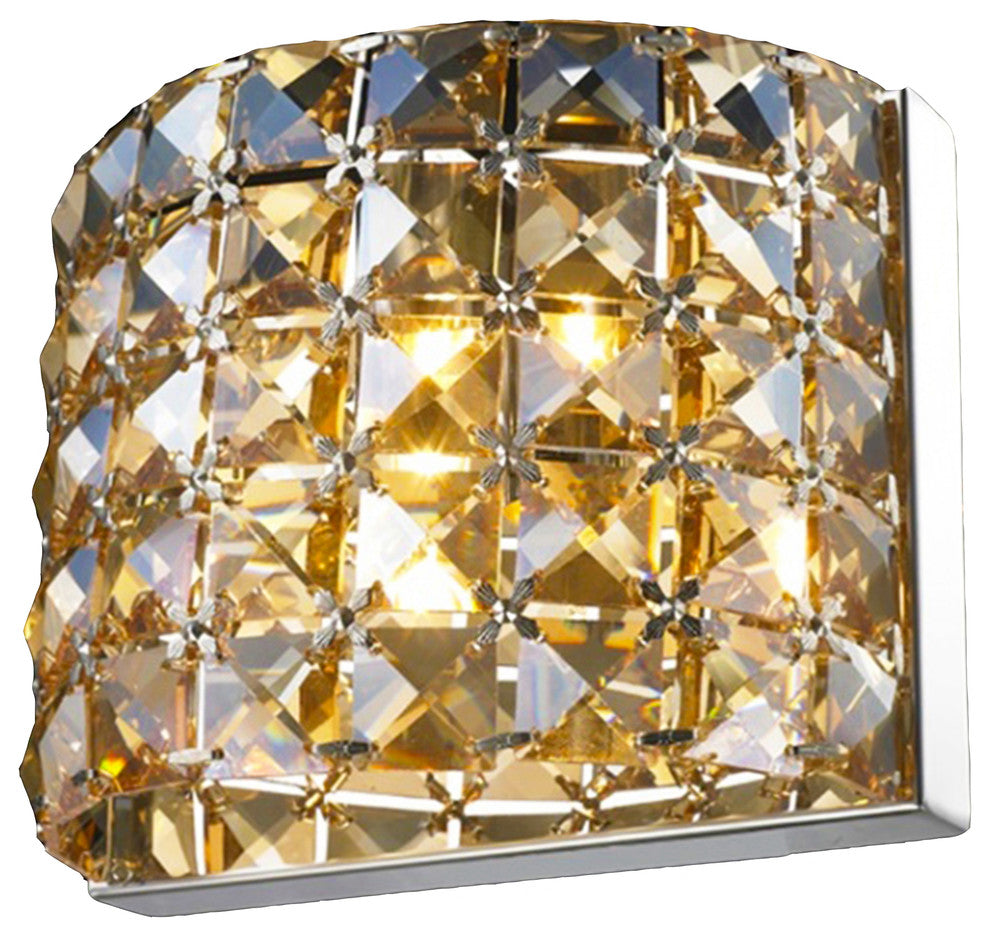 Crystal Wall Sconce With Chrome Frame, Champagne