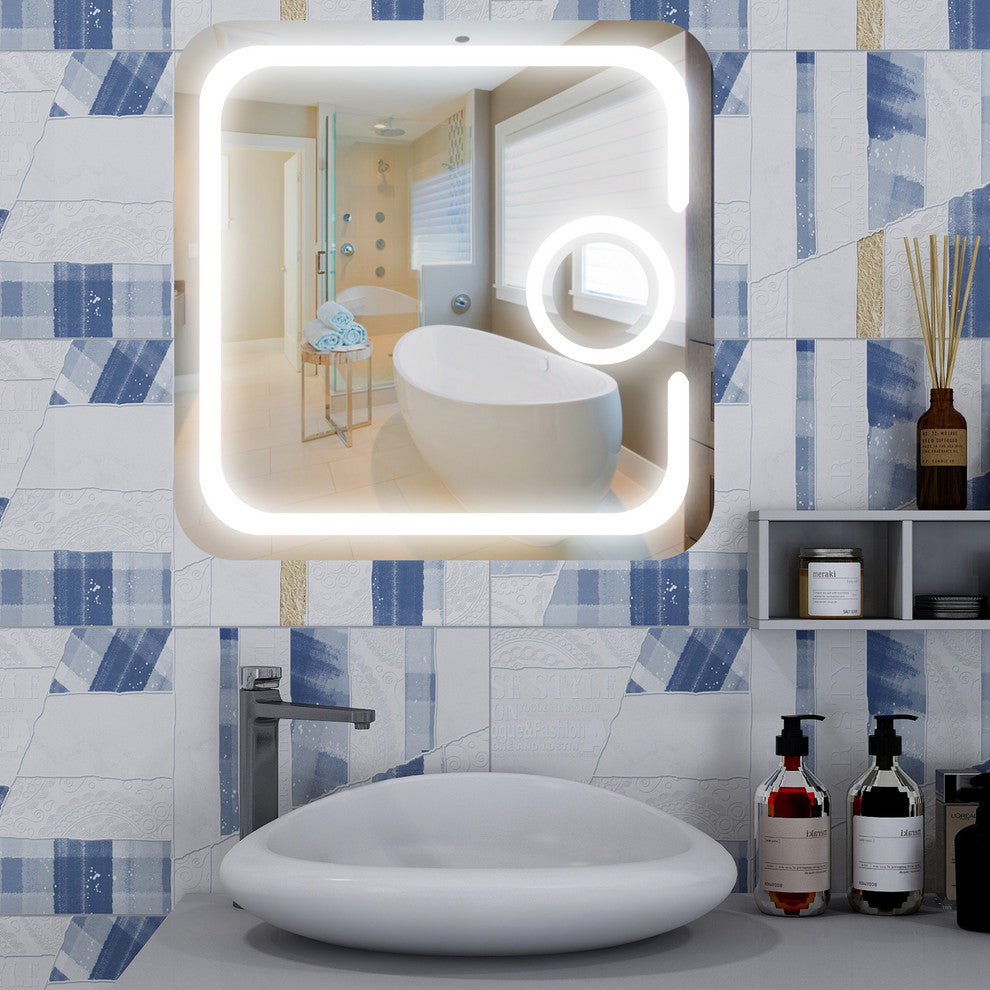 Vanity Art LED Lighted Bathroom Mirror With Touch Sensor and Magnifying Glass