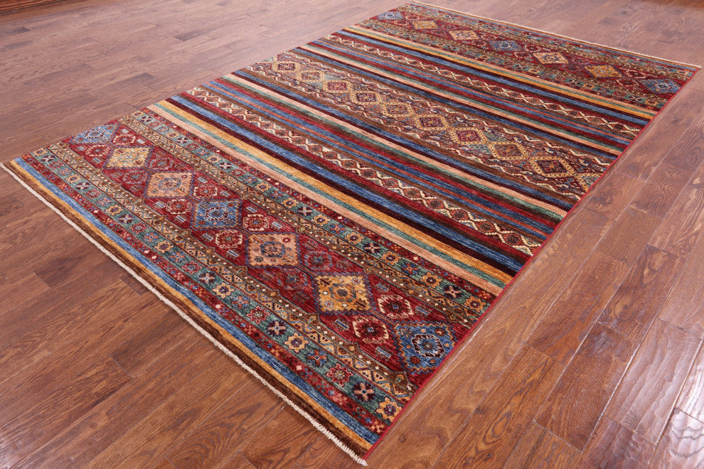 Hand Knotted Khorjin Super Kazak Wool Rug 6' 7" X 9' 11" Q5510