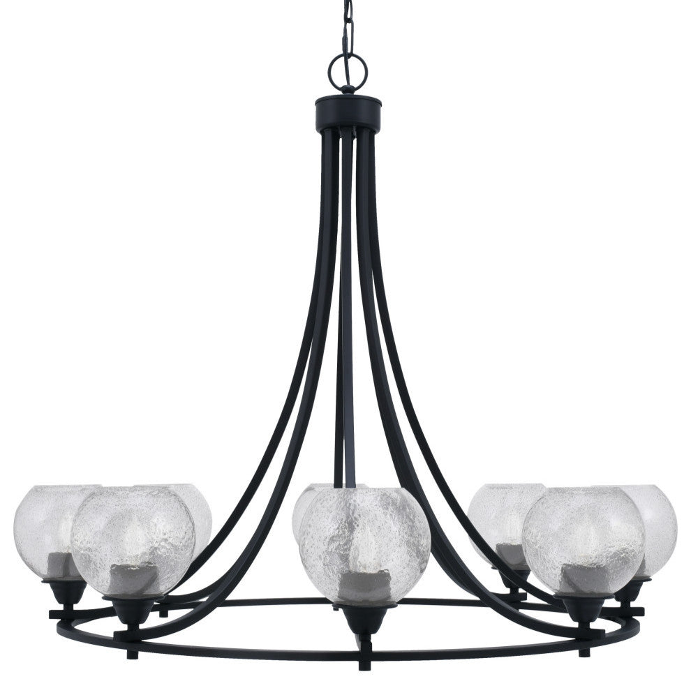 Paramount Uplight 8-Light Chandelier, Matte Black, 5.75" Smoke Bubble Glass