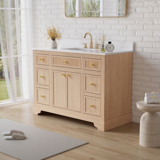 Solid Wood Bathroom Vanity with Carrara White Quartz Top, CUPC-certified Sink, 48"