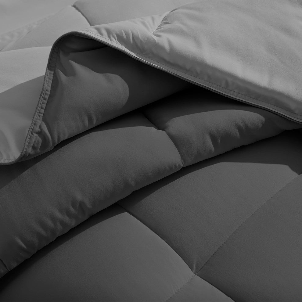 Bare Home Reversible Bed-in-a-Bag, Light Gray/Gray, Light Gray, Twin