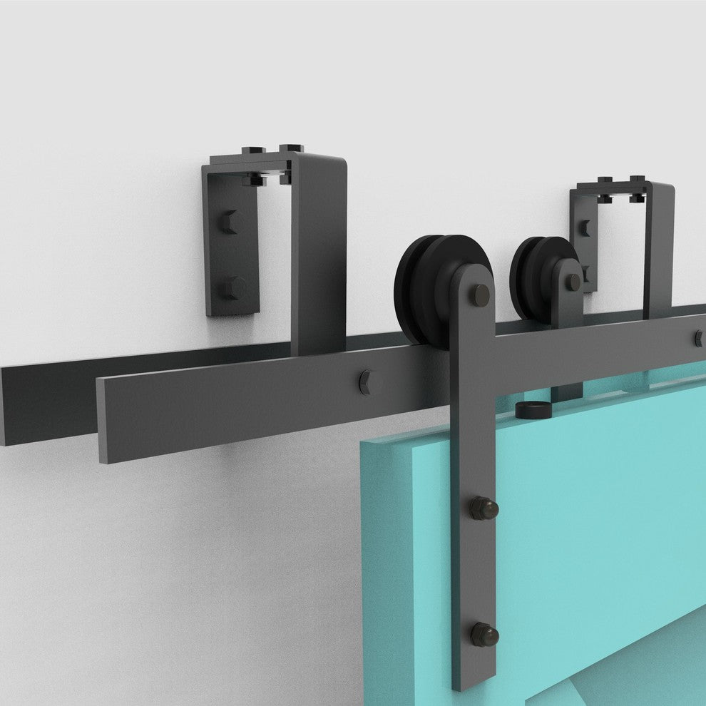 Vancleef Hardware Sliding Barn Door Hardware, U Bracket Bypass, Straight Design,