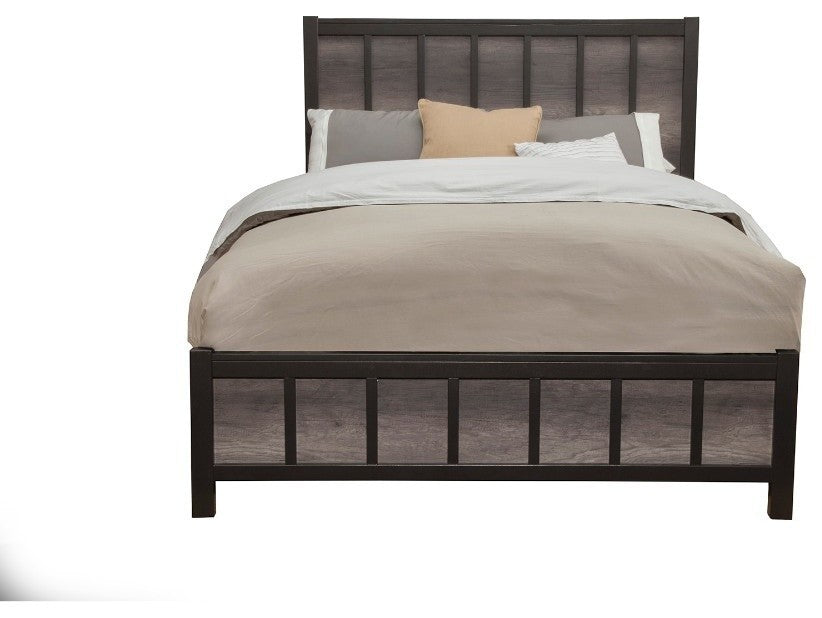 Standard King Size Panel Bed In Wood Black And Gray