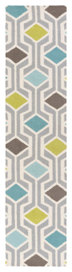 Surya Hilda HDA-2388 3'x5' Rug, Dark Brown/Cream/Medium Gray/Lime/Sea Foam/Teal