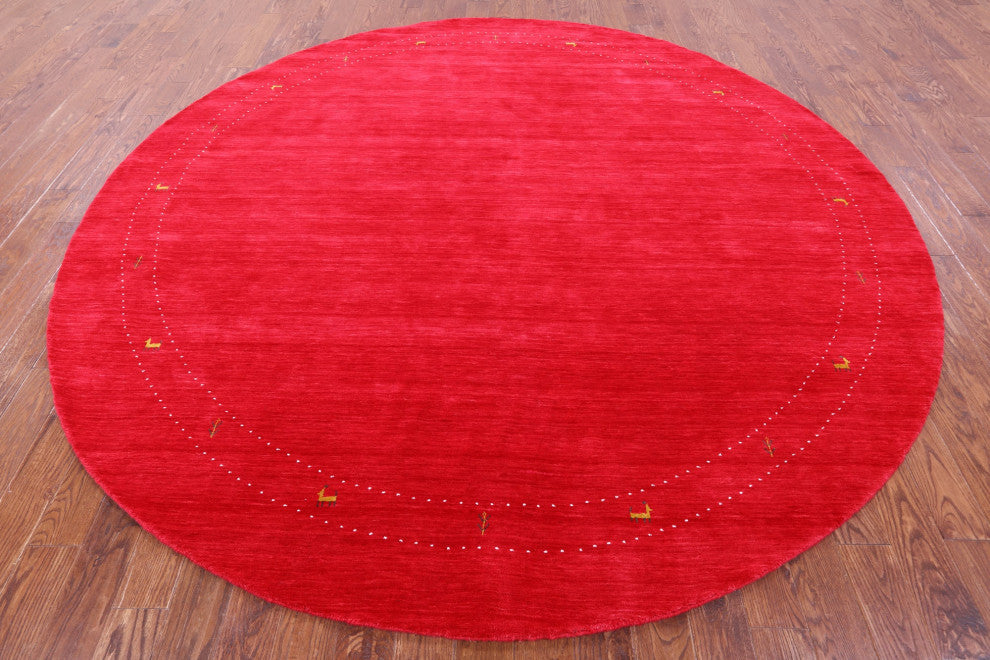 10' Round Handmade Persian Gabbeh Wool Rug - Q15020