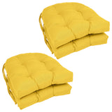 16" Solid Twill U-Shaped Tufted Chair Cushions, Set of 4, Sunset