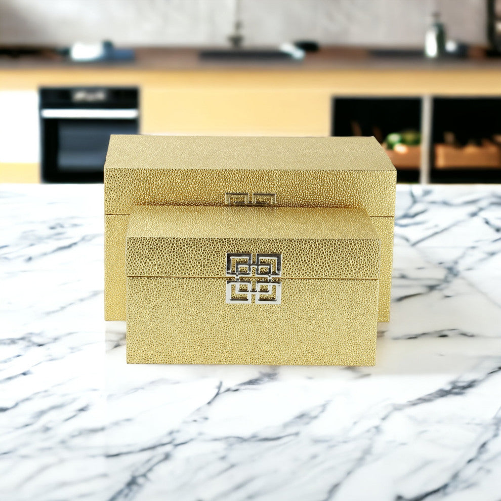 Galena "Double Happiness" Faux Shagreen Box Set, Gold